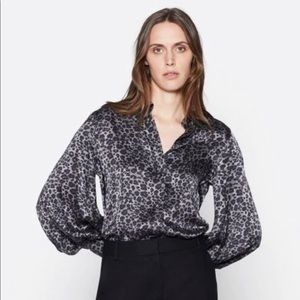 Equipment Boleyn Silk Balloon Sleeve Blouse Top Shirt XS Extra Small